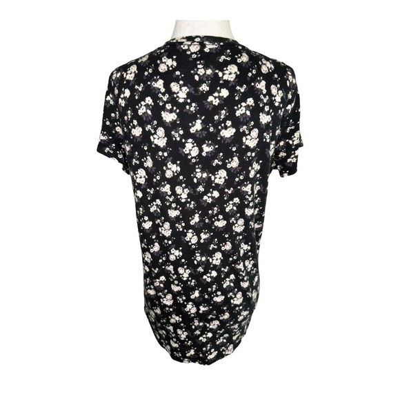 PINK Victoria's Secret Black Floral V-Neck T-Shirt Top Ladies Medium‎ Casual - Picture 2 of 6